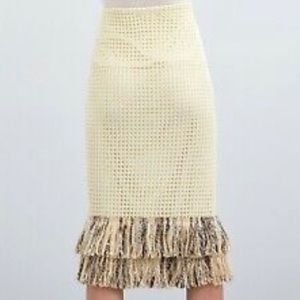 Zara Women’s Mesh Skirt With Fringe Hem